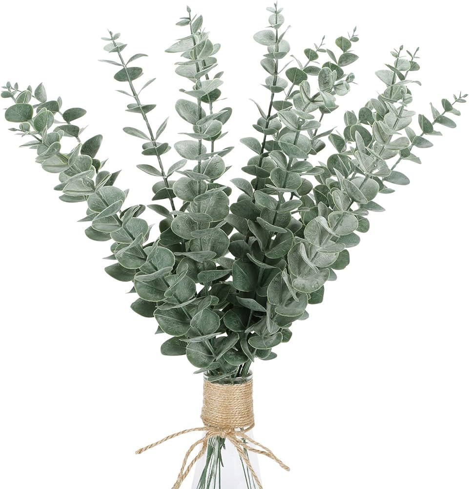 FUNARTY 15pcs 18" Tall Eucalyptus Stems Decor Faux Greenery Stems Green Decor Artificial Flowers ... | Amazon (US)