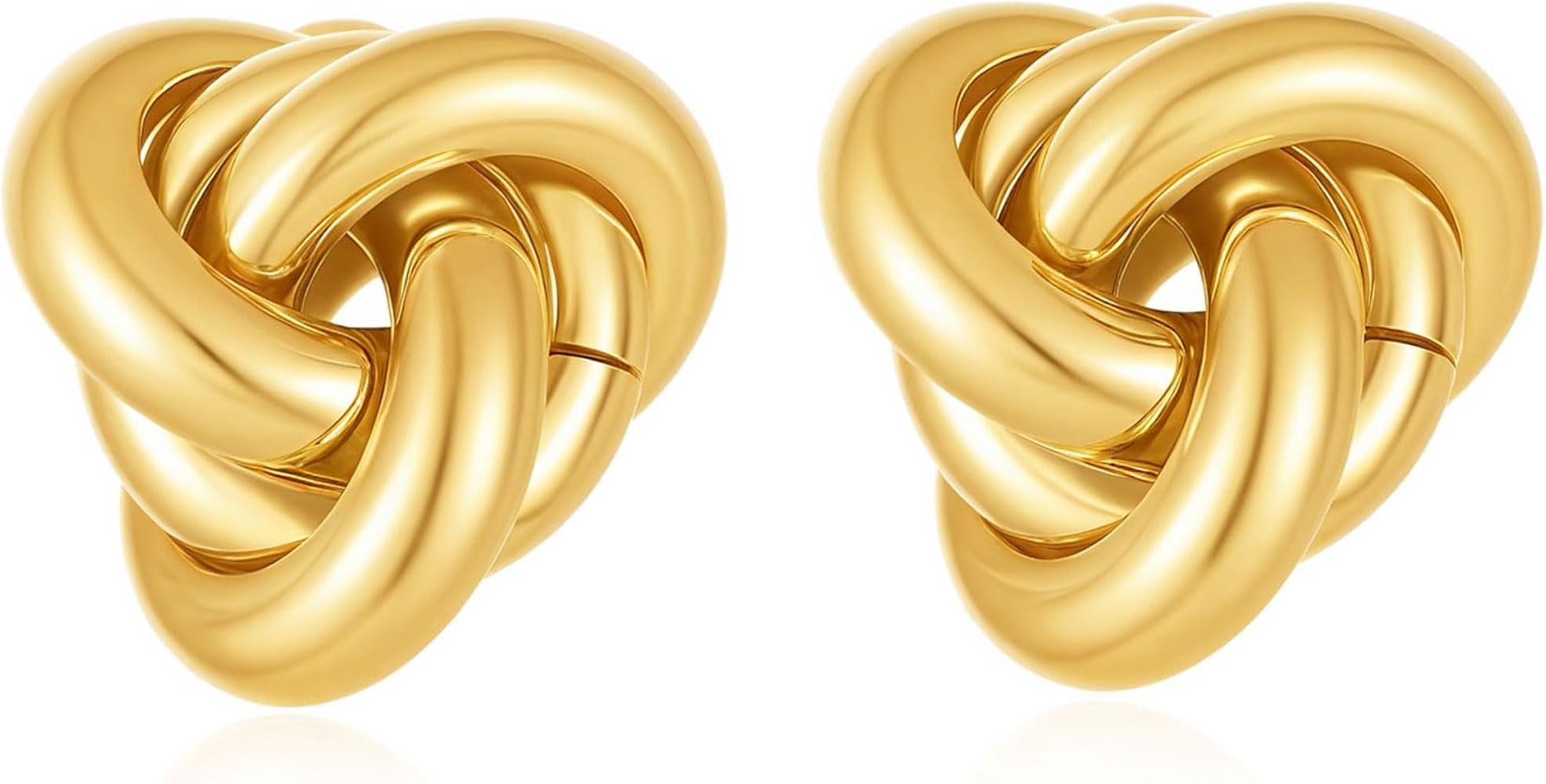14K Gold Plated Knot Earrings for Women Gold Silver Earrings Heart Link Drop Dangle Earring Chunk... | Amazon (US)