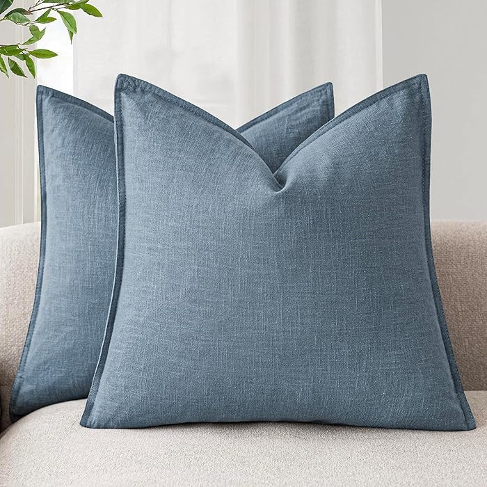 Amazon.com: Foindtower Set of 2, Decorative Linen Soild Throw Pillow Covers Soft Accent Euro Cush... | Amazon (US)
