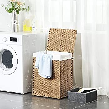 SONGMICS Handwoven Laundry Hamper, 23.8 Gal (90L) Synthetic Rattan Clothes Laundry Basket with Li... | Amazon (US)