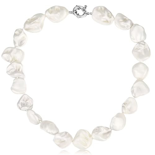 NABROJ Silver Pearl Necklace, Easter Jewelry Spring Gifts for Women, Chunky Freshwater White Shell Pearl Beaded Collar Statement Choker Necklace-NC45 White | Amazon (US)