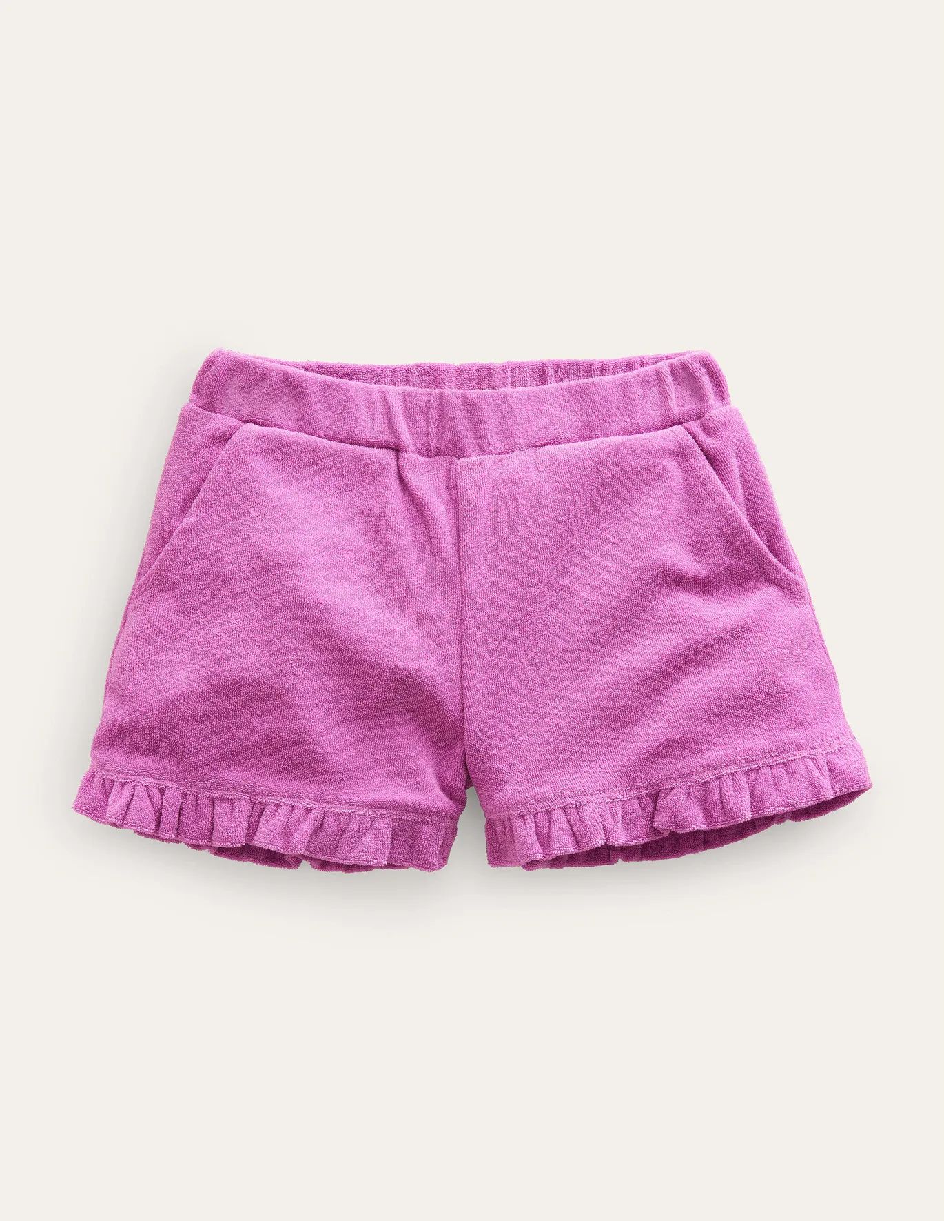 Frill Hem Towelling Shorts - Radiant Orchid Purple | Boden (US)