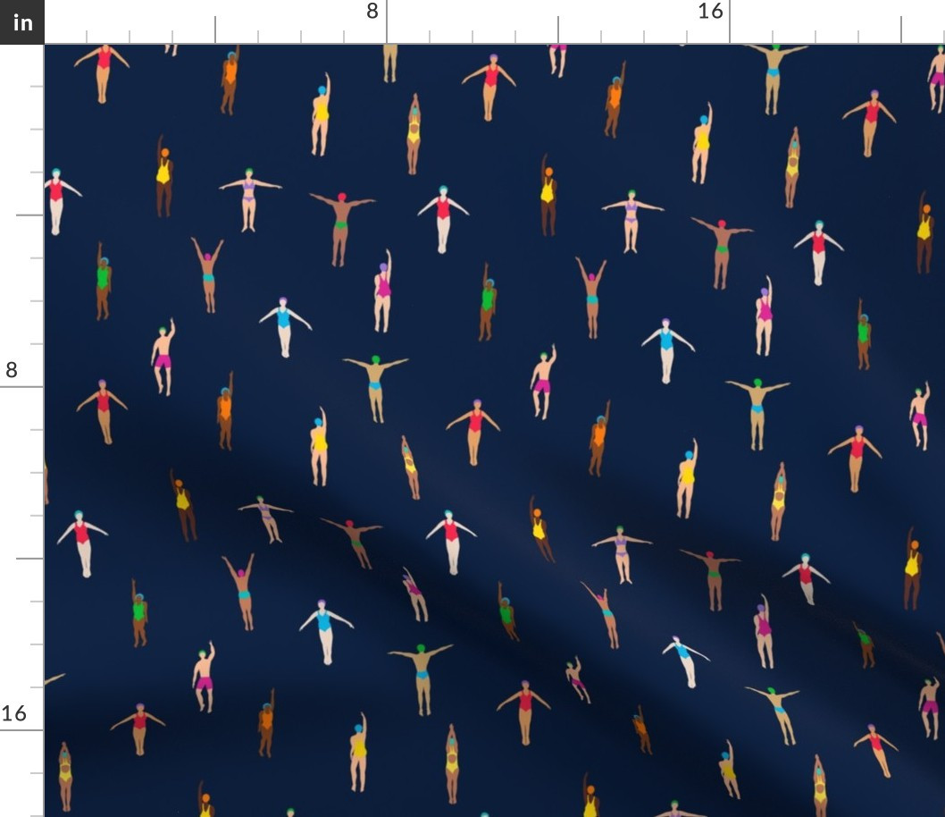 Swimmers Navy Blue Fabric bydasbrooklyn | Spoonflower