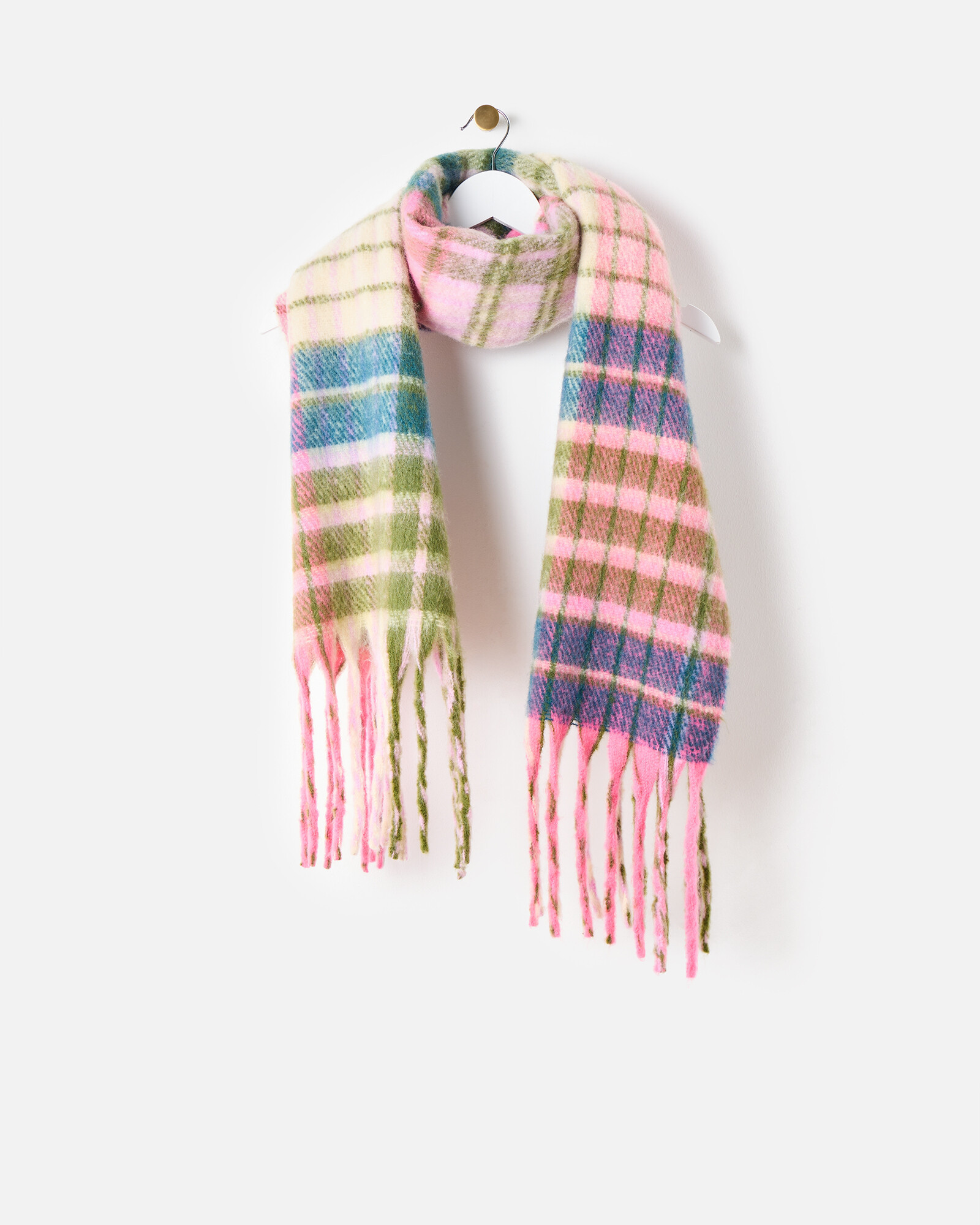 Pink & Green Heavyweight Checked Scarf | Oliver Bonas (Global)