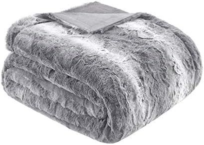 Madison Park Zuri Soft Plush Luxury Oversized Faux Fur Throw Animal Stripes Design, Mink On The R... | Amazon (US)