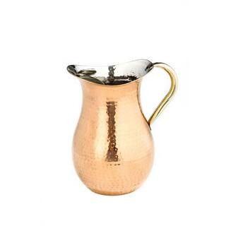 2.25 Qt. Decor Copper Hammered Water Pitcher with Brass Ice Guard and Handle | The Home Depot
