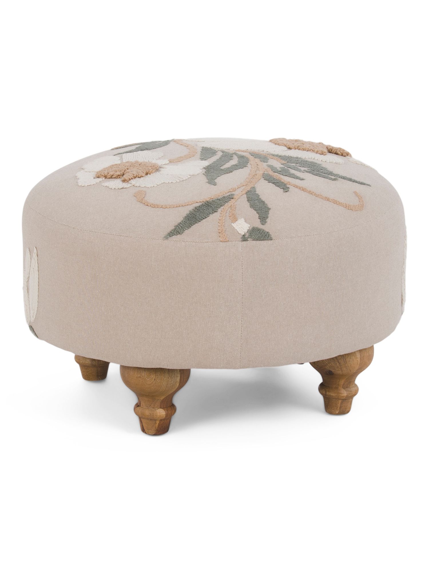 14.5in Floral Embroidered Ottoman | Global Home | Marshalls | Marshalls