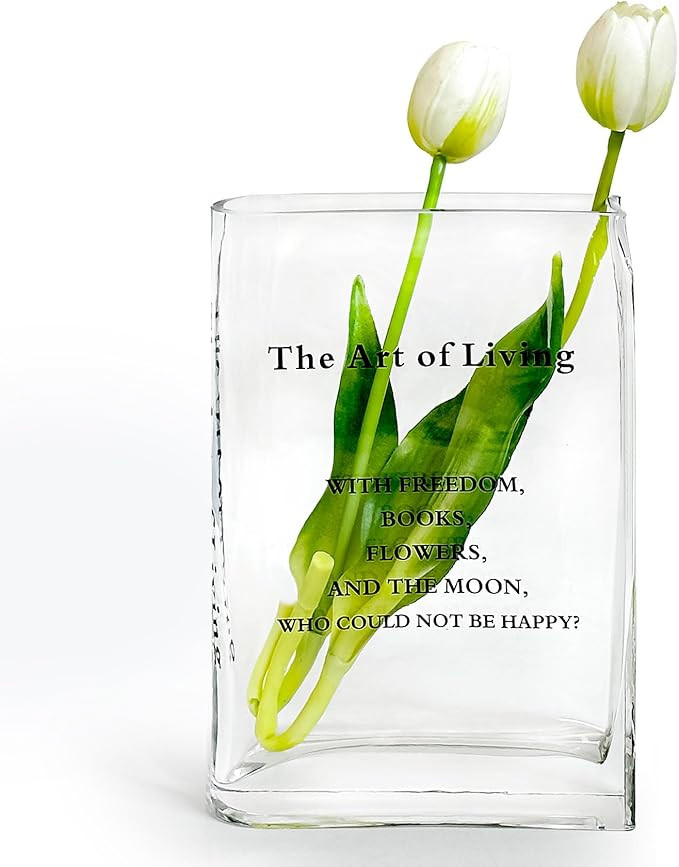 Aoderun Book Vase for Flowers Clear Glass Vase for Book Lovers Unique Flower Vase for Bookshelf L... | Amazon (US)