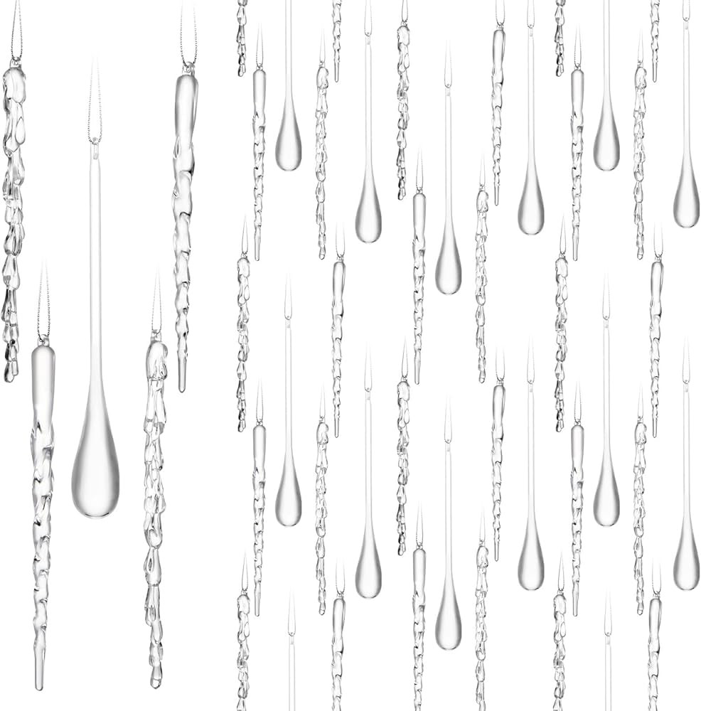 Syhood 100 Pcs Crystal Christmas Ornaments Hanging Christmas Tree Decorations Clear Acrylic Icicl... | Amazon (US)