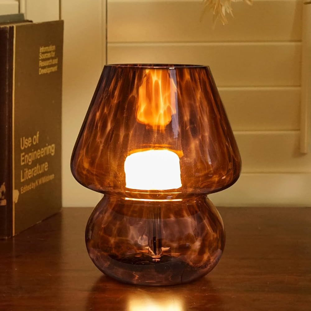 Mushroom Lamp Small Bedside Table Lamp with 3 Temperature LED Bulb, USB Plug-in Free Dimming Nigh... | Amazon (US)