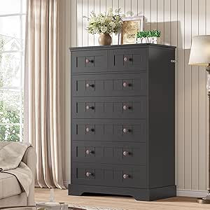 Hasuit Black Dresser for Bedroom, Farmhouse 7 Drawers Dresser, 51.4"Tall Dressers Chest of Drawer... | Amazon (US)