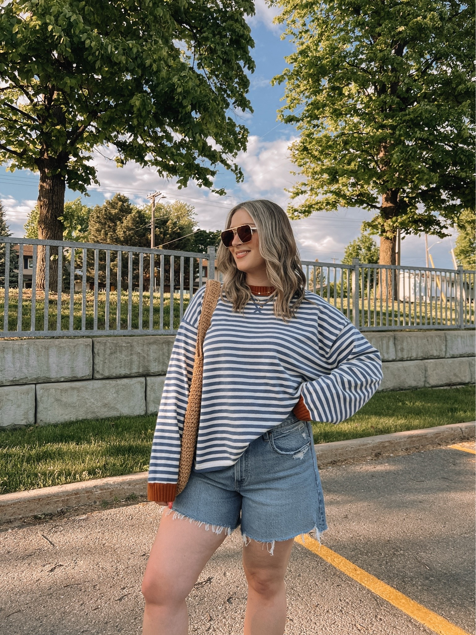 Comfy early summer outfit! Sized up to 32 in the denim shorts for a looser fit, code AFLTK for extra 20% off at Abercrombie! Sweater is sold out from aerie, but linked the newer version of it (same stripe & fabric, just without cuffs). Crocs sandals are super comfy, I’m a 9.5-10 and wear a 10. Canadian Crocs link under “similar products”

#LTKsummer #LTKsale #LTKmidsize