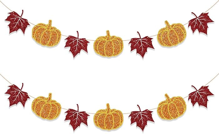 Fall Decorations Home Thanksgiving decor - Pumpkin and Maple Leaves Sign Fall Autumn Harvest Garl... | Amazon (US)
