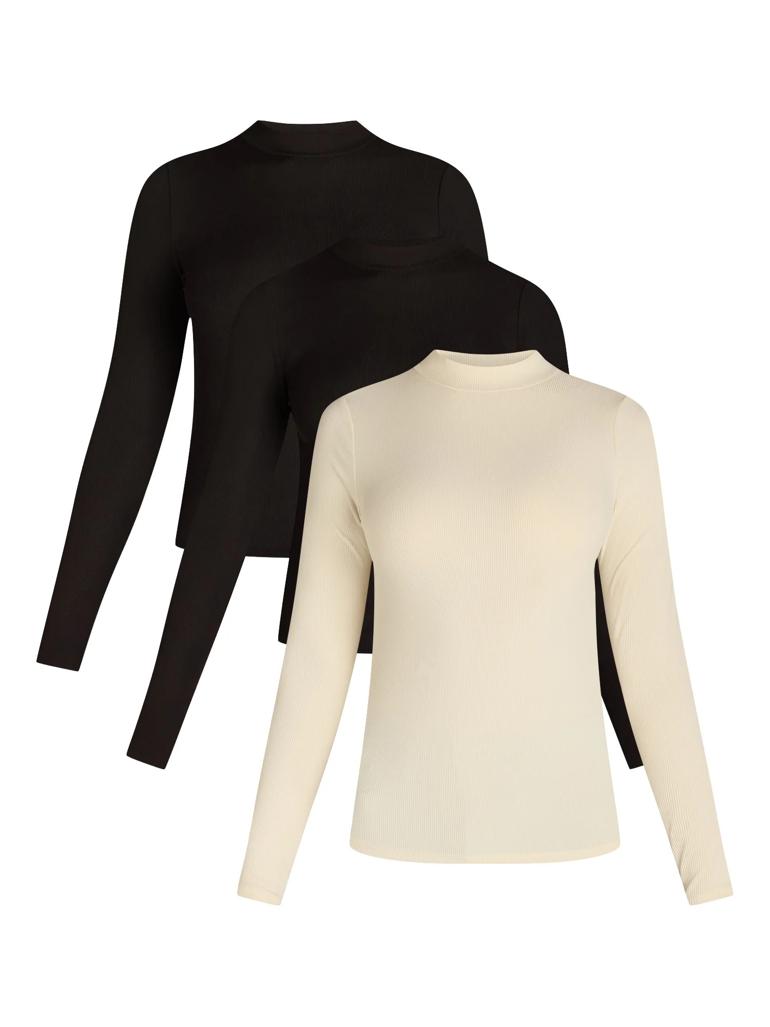 No Boundaries Juniors Mock Neck Top with Long Sleeves, 2-Pack, Sizes XXS-XXL | Walmart (US)