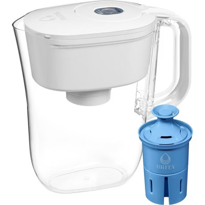 Brita Water Filter 6 Cup Denali Water Pitcher Dispenser - White: Easy-Fill Lid, Electronic Indicator | Target