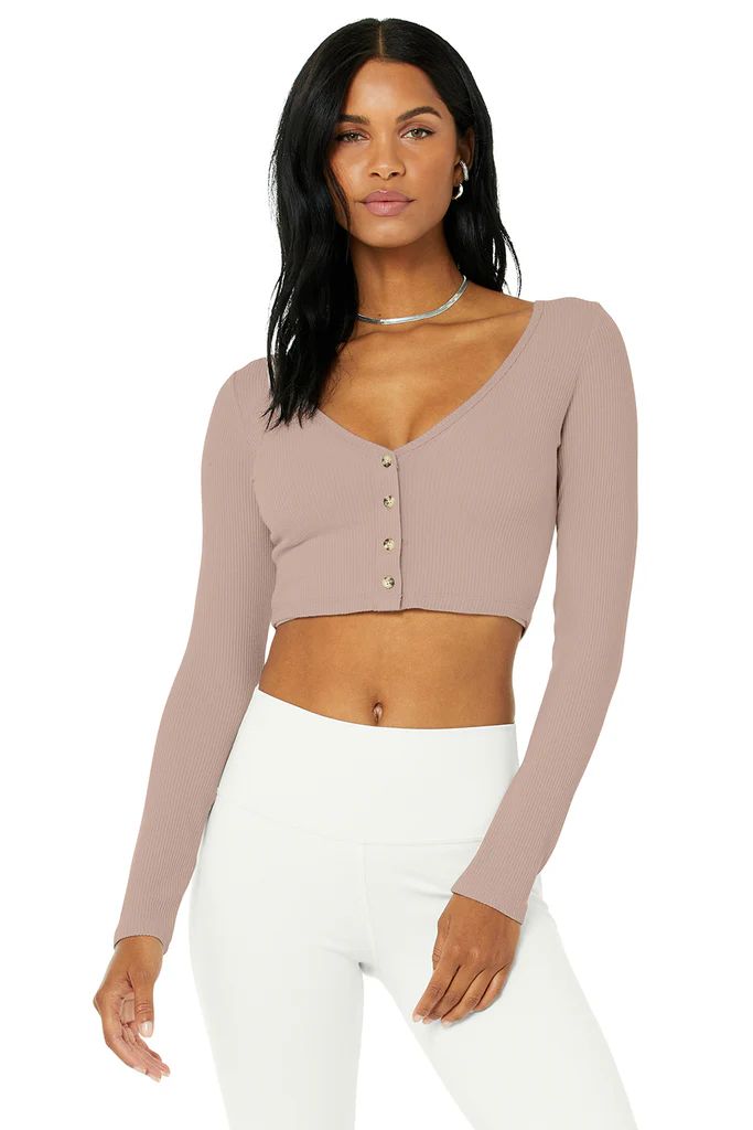 Ribbed Cropped Whisper Cardigan | Alo Yoga