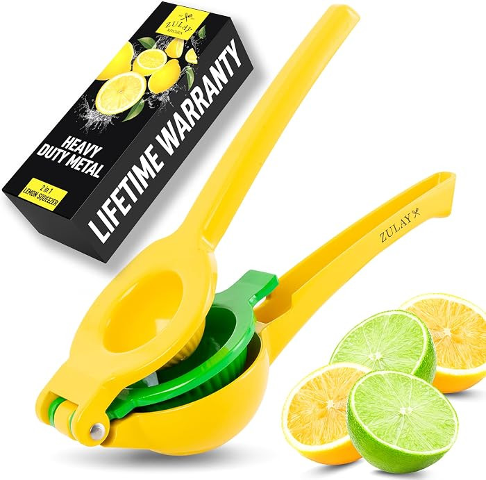 Zulay Metal 2-In-1 Lemon Squeezer Manual - Sturdy, Max Extraction Hand Juicer Lemon Squeezer Gets... | Amazon (US)