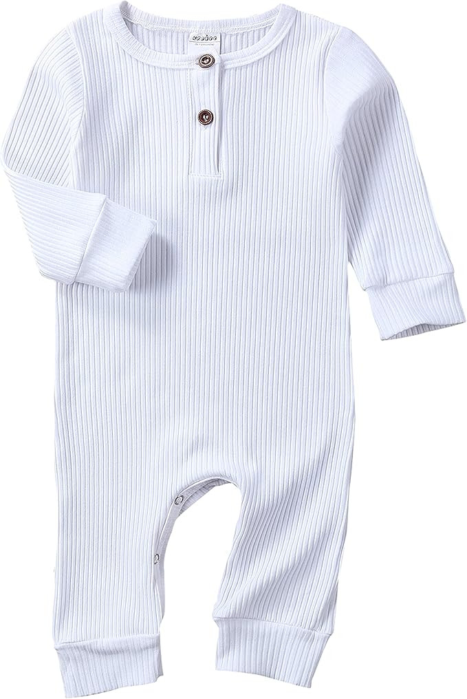 Newborn Baby Boy Girl One Piece Romper Jumpsuit Solid Ribbed Baby Boy Clothes Onesies Outfits | Amazon (US)