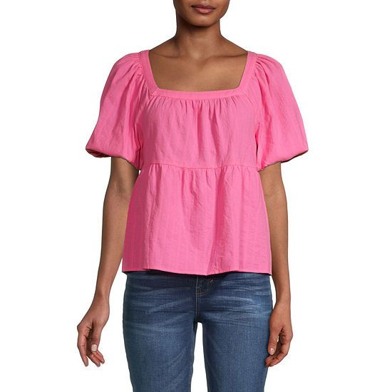 a.n.a Womens Square Neck Short Sleeve Top | JCPenney