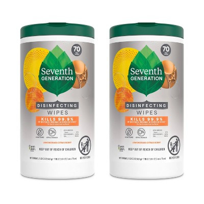 Seventh Generation Lemongrass Citrus Disinfecting Wipes - 70ct Each | Target