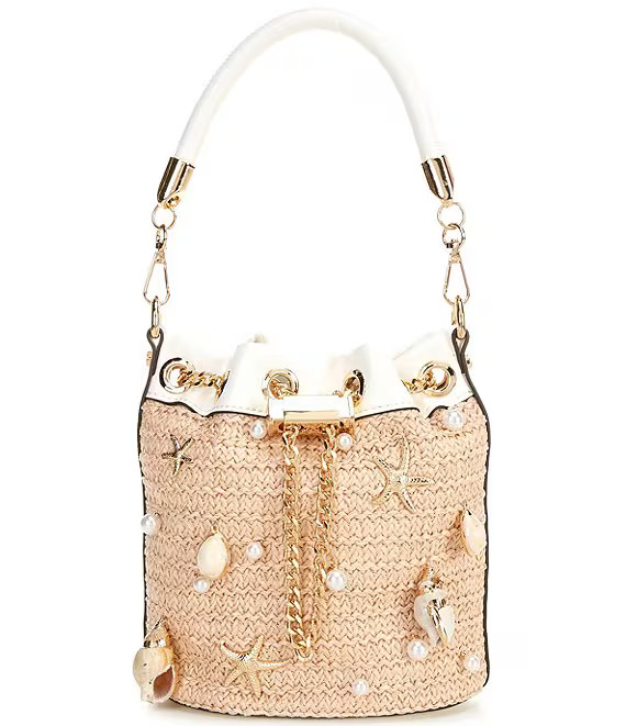 ALDO Sirenax Raffia Drawstring Shell Detail Bucket Bag | Dillard's | Dillard's