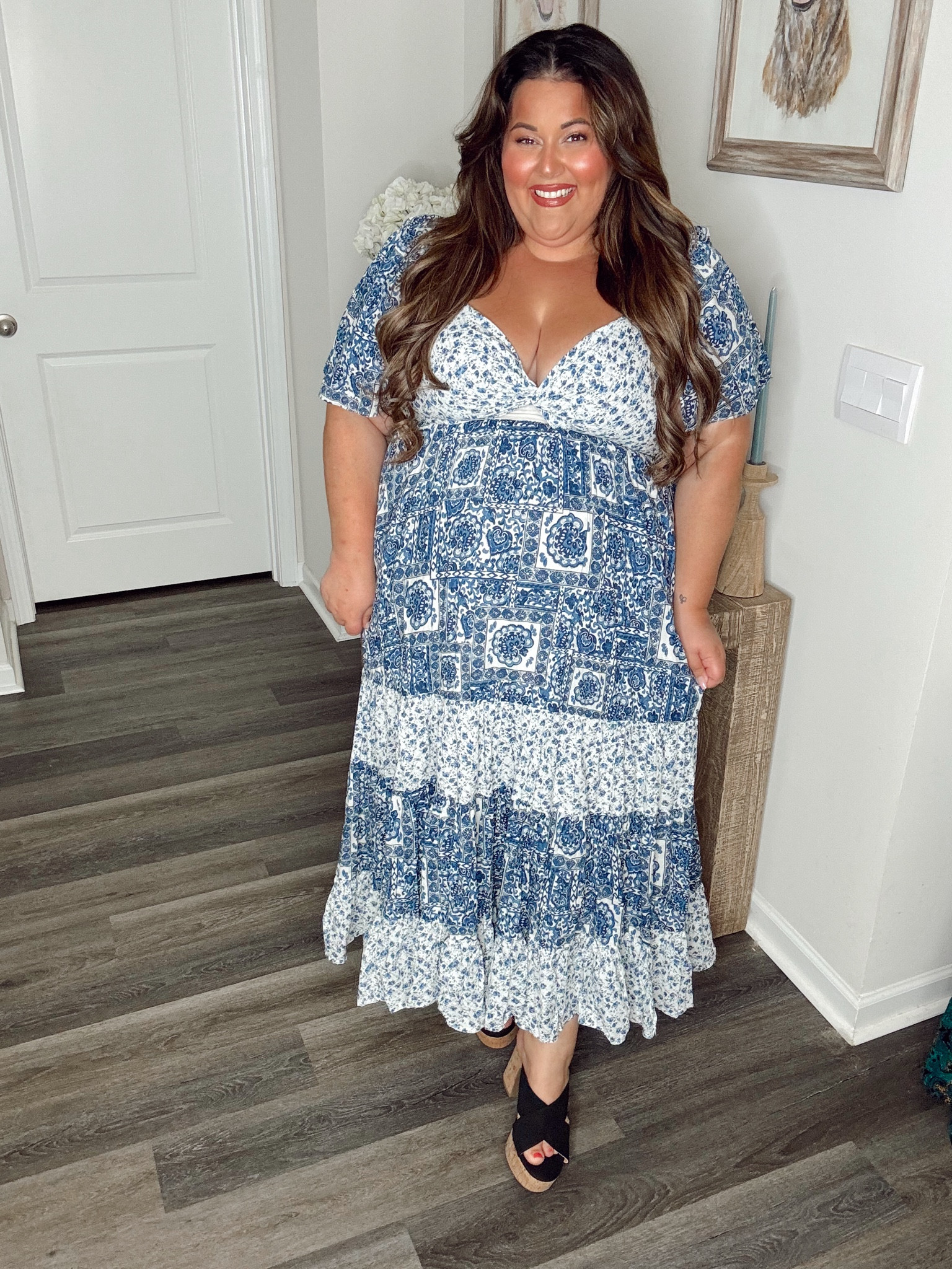 flowy maternity shoot dress TA3 Bombshell Maxi Dress - Midnight Peony - 2X main image 0