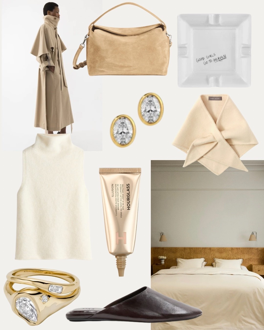 This Week’s Top Ten

Including trench coat, suede handbag, jewellery ashtray, diamond stud earrings, scarf, sleeveless knit jumper, glow foundation, gold diamond ring, slip on shoes, double bedding  

#LTKstyletip #LTKbeauty #LTKuk