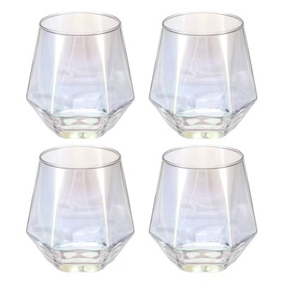 Unique Bargains Stemless Geometric Design Diamond Whiskey Glasses 4 Pcs Iridescent | Target