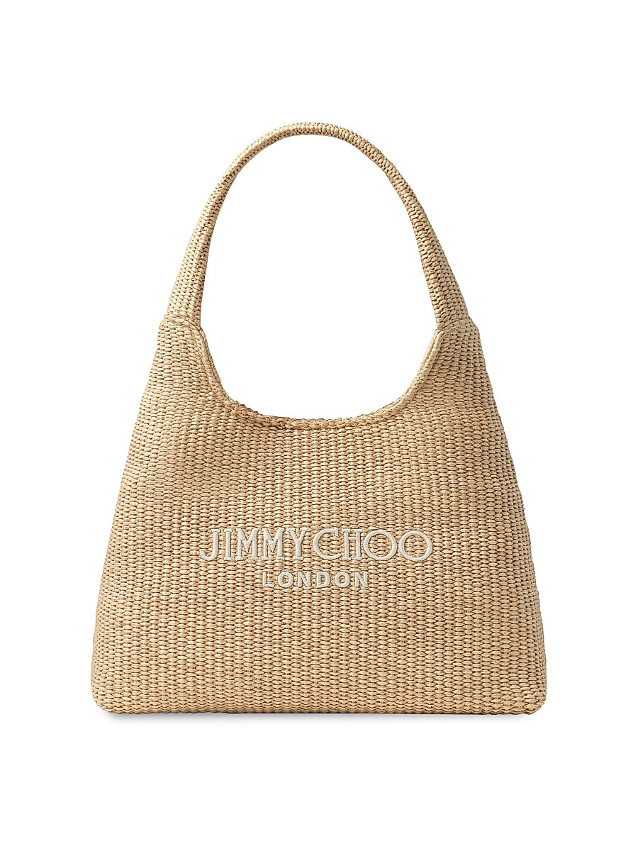 Women's Riviera Capsule Diamond Logo Raffia Hobo Bag - Natural | Saks Fifth Avenue