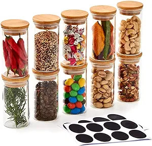 EZOWare 7oz Clear Glass Jars Bottle, Airtight Canister, Small Food Storage Containers with Natura... | Amazon (US)