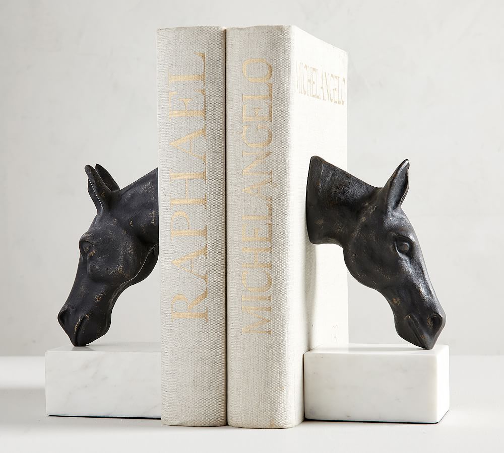 Bronze Horse & Marble Bookends | Pottery Barn (US)