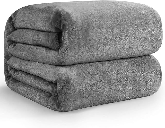Hansleep Flannel Fleece Throw Blanket Throw Size, Microfiber ,Gray Softest Super Soft Fluffy Bed ... | Amazon (US)