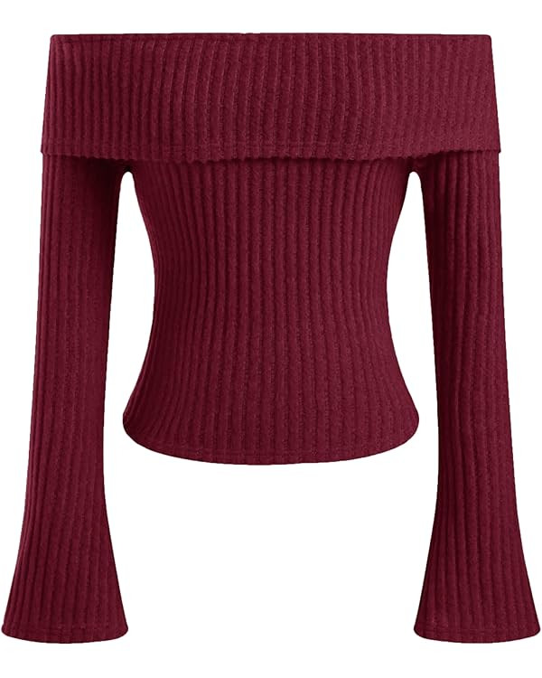CIDER Off The Shoulder Tops for Womens Sexy Long Sleeve Going Out Tops Knit Cropped Top Trendy Sl... | Amazon (US)