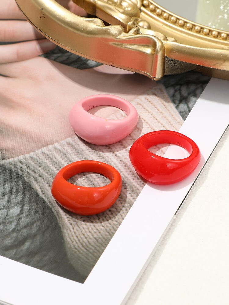 3pcs Resin Ring | SHEIN