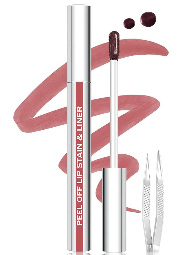 Lip Stain Peel Off Lip Liner Stain with Tweezer, Long Lasting Matte Lip Tint Tattoo, Highly Pigme... | Amazon (US)