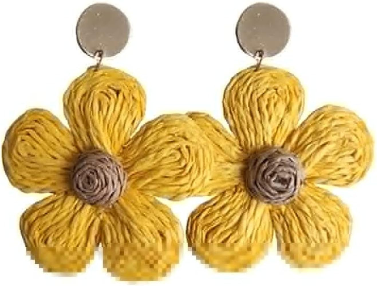 Rattan Earrings for Women Statement Boho Raffia Straw Wrapped Flower Drop Dangle Earrings Summer Tro | Amazon (US)