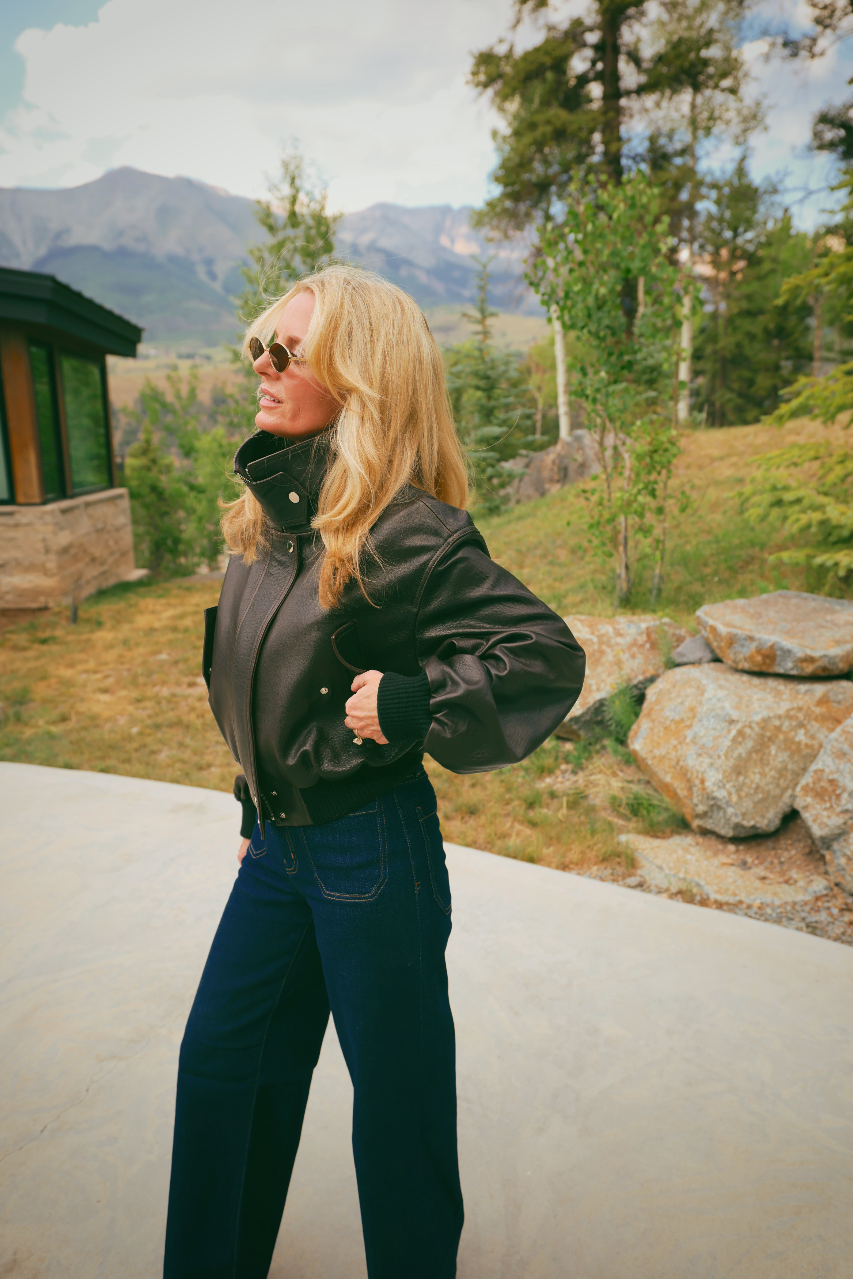 The side view tells the whole story!

The Nour Ammour leather bomber has a slightly oversized, relaxed fit through the shoulders that gives it that effortless cool; and the FRAME Le Slim Palazzo wide leg jeans create that beautiful long line below. The patch front pocket detail sits right at the high waist and adds visual interest without competing with the bomber.

#LTKgrwm #LTKOver40 #LTKSaleAlert