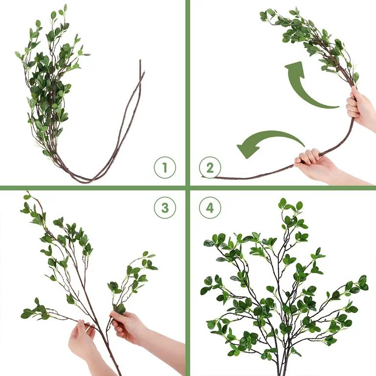 OROMYO 2Pcs Faux Branches Artificial Greenery Stems Reusable Faux Ficus Twig with Green Eucalyptu... | Walmart (US)