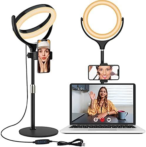 Selfie Ring Light with Tripod Stand and Phone Holder, Laptop Light for Video Conferencing, 8'' De... | Amazon (CA)