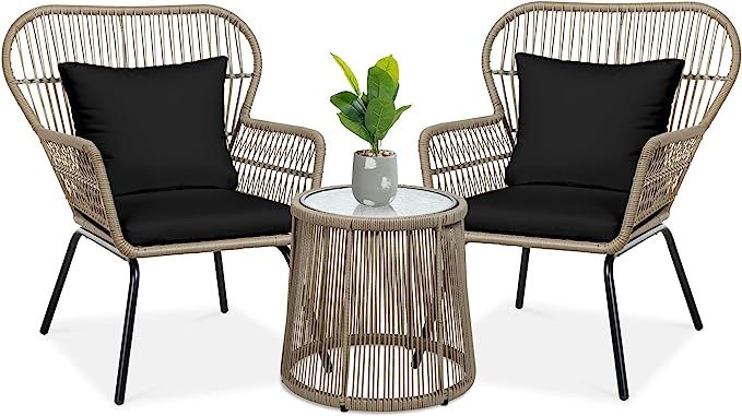 Amazon.com: Best Choice Products 3-Piece Patio Conversation Bistro Set, Outdoor All-Weather Wicke... | Amazon (US)
