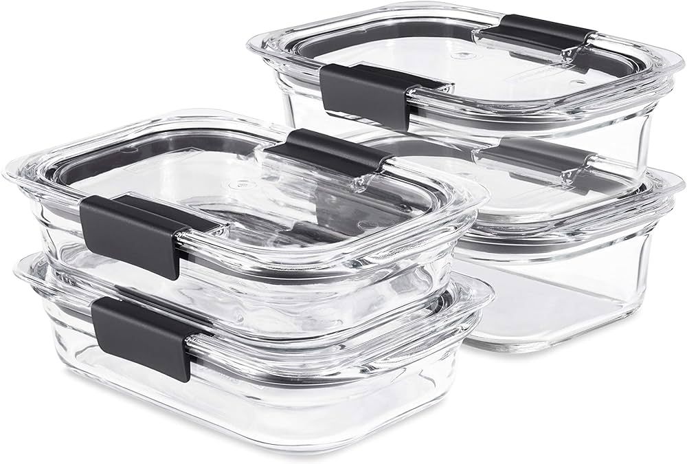 Rubbermaid Brilliance Glass Food Storage set of 4 containers, 8 total pieces (4 containers + 4 li... | Amazon (US)