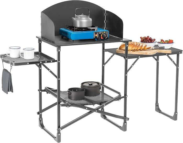 Trail Deluxe Camping Kitchen Stand with Windshield, H81cm x W160cm x D48cm | Amazon (UK)