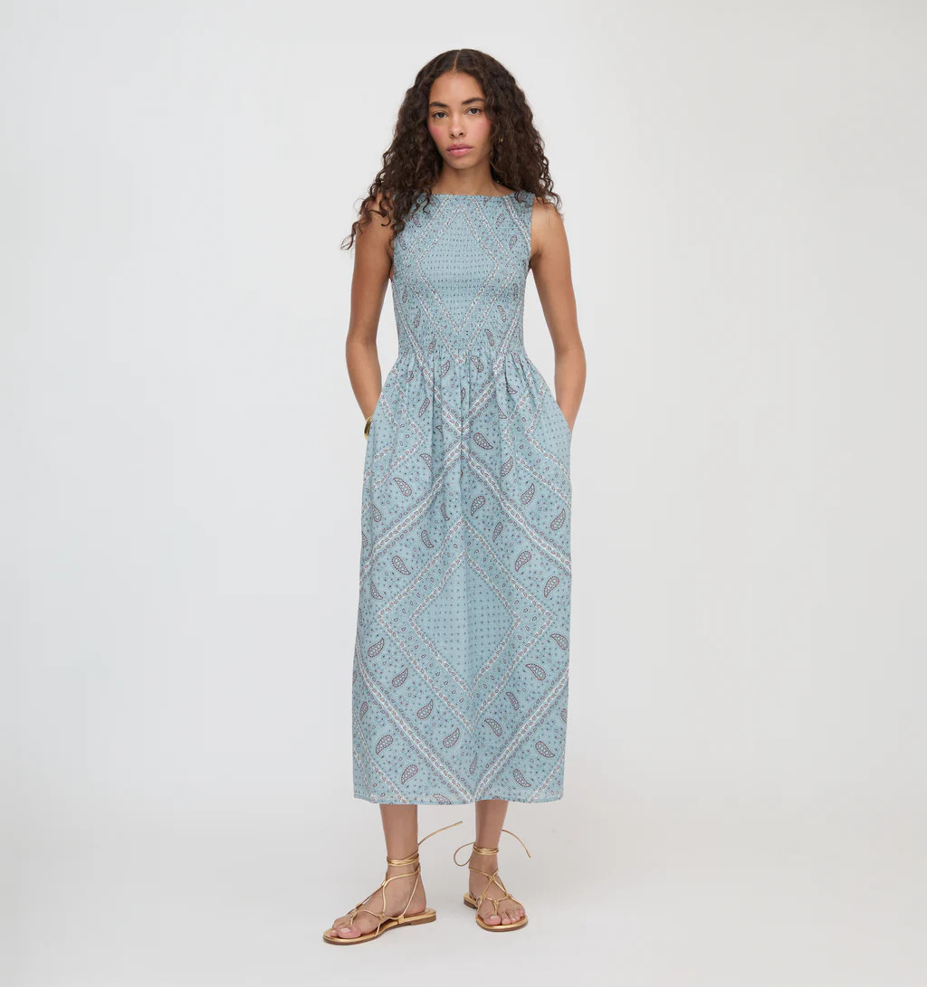 The Cosima Nap Dress - Dusty Blue Gemstone Mosaic Scarf | Hill House Home US