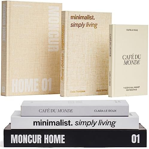 Decorative Coffee Table Books Set of 3 – Neutral Home Décor Beige Hardcovers with Removable Bl... | Amazon (US)