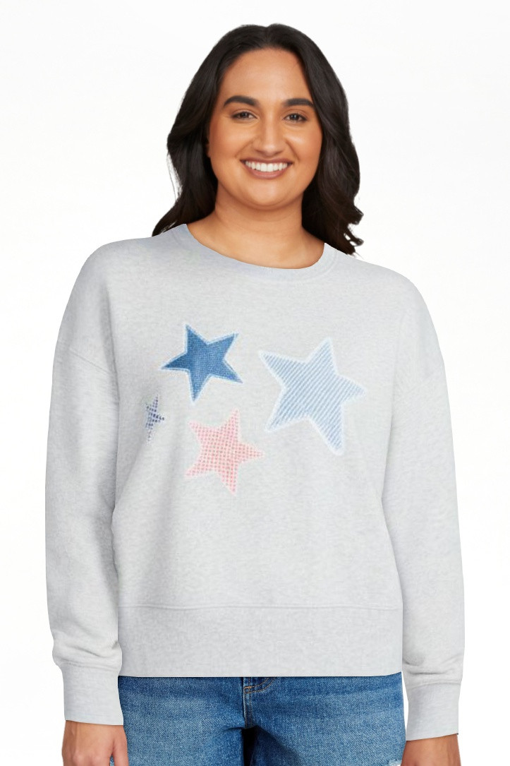 No Boundaries Boxy Americana Sweatshirt with Long Sleeves, Women's XXS-4X | Walmart (US)