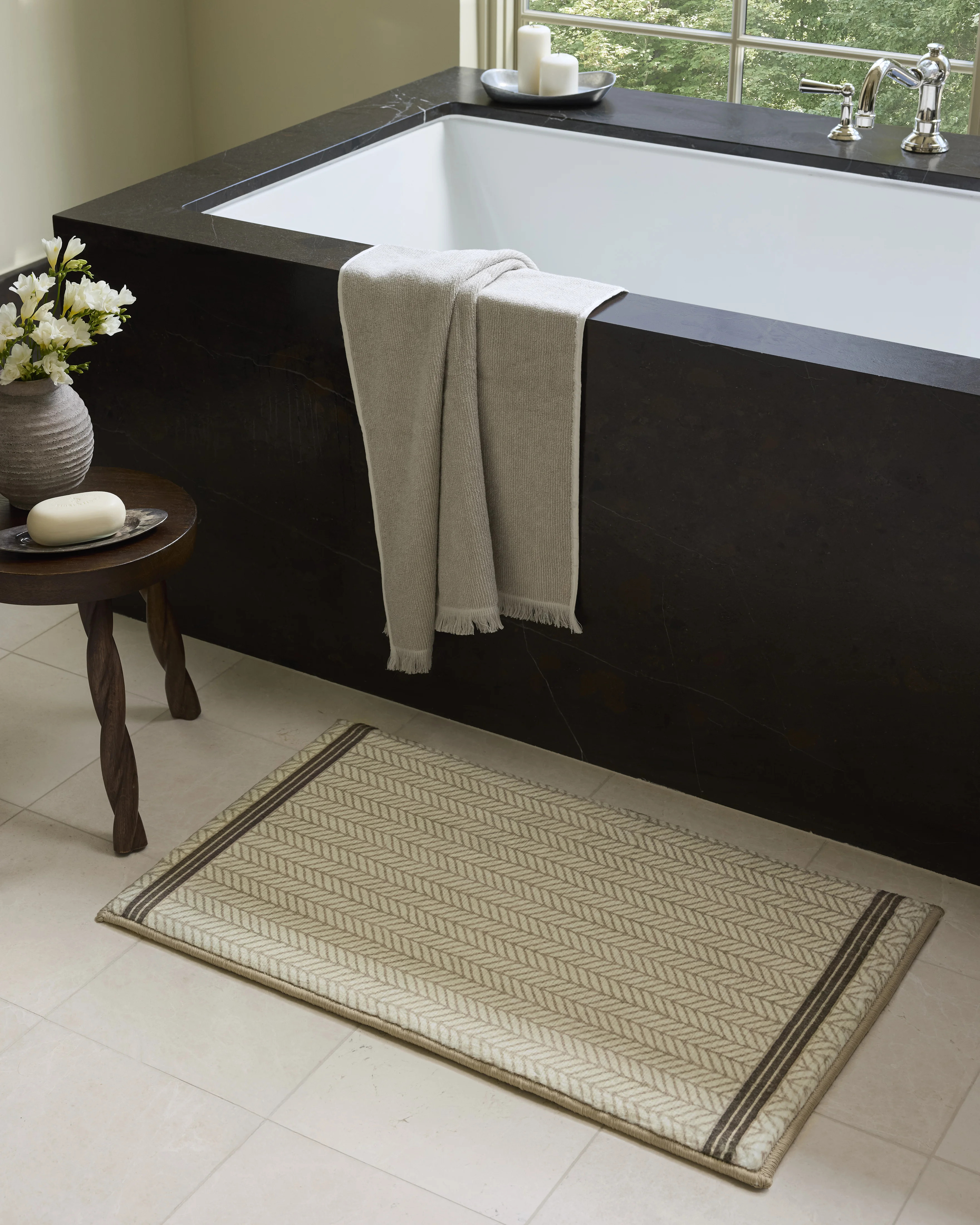 Chris Loves Julia x Loloi Marvin Ivory / Charcoal Bath Mat | Wayfair | Wayfair North America