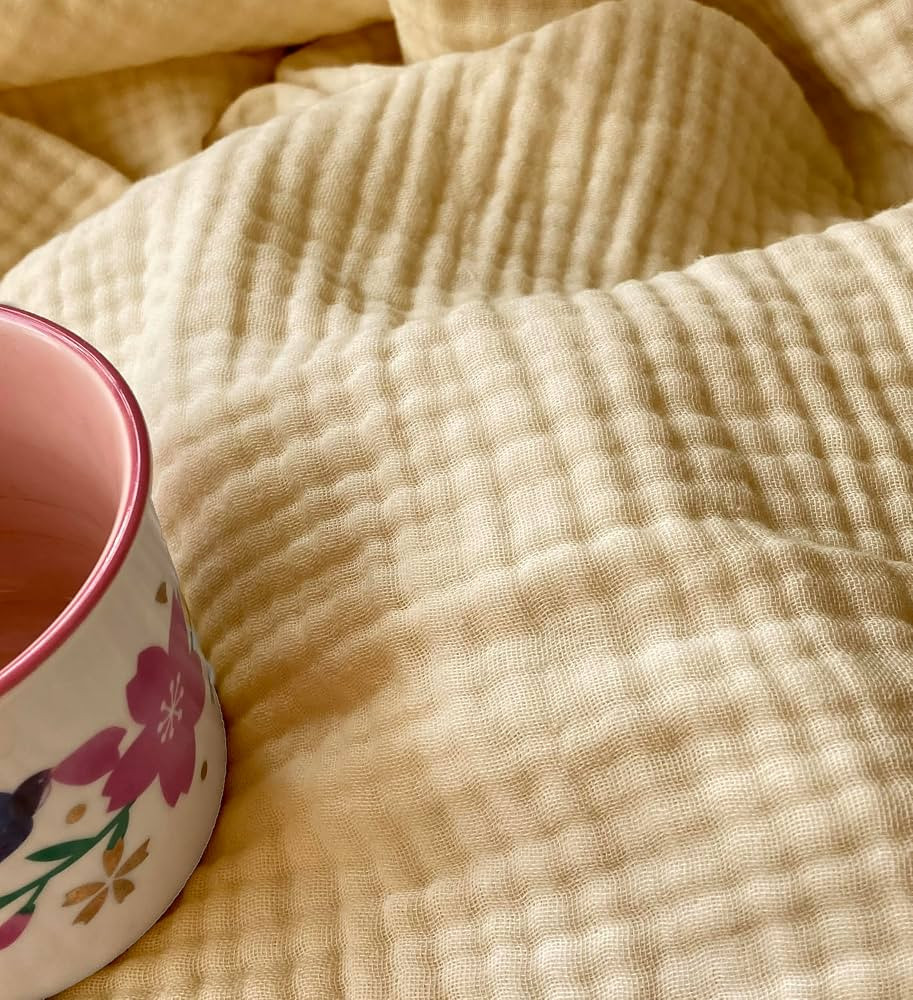 KyraHome 100% Organic Cotton 55"x60" Muslin Cotton Throw Blanket for Couch, Adult, Hand-Plant Dye... | Amazon (US)