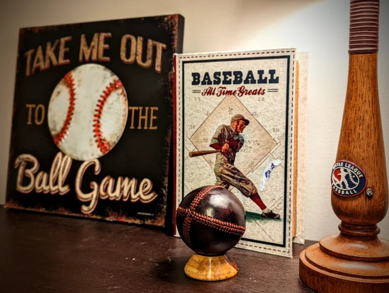 Stained Rosewood Baseball Display Stand – Wooden Ball Holder | Etsy (US)