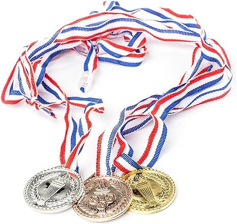 Neliblu Torch Award Olympic Medals (2 Dozen) - Bulk - Gold, Silver, Bronze Medals - Olympic Style... | Amazon (US)