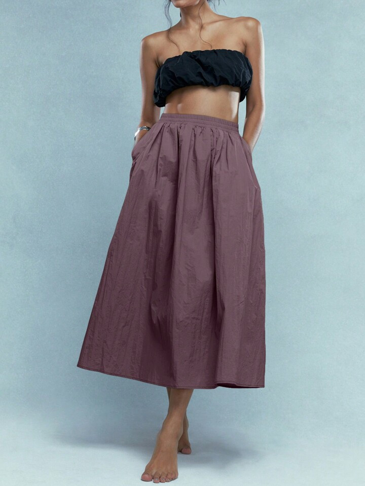 MISSGUIDED Nylon Fluffy Midi Skirt With Pockets | SHEIN